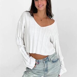 grey bandit white knit top - large NWT